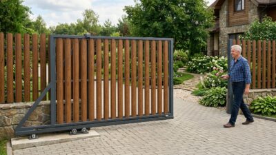 Откатные ворота из евроштакетника: плюсы и нюансы